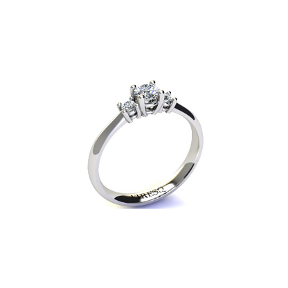 Anel de Noivado Solitario Diamantes Brilhante Ouro Branco Stacy