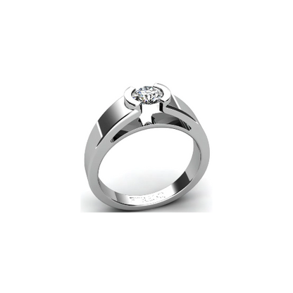 Anel de Noivado Solitario Diamantes Brilhante Ouro Branco Cliff