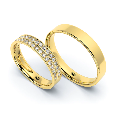 Par de Alianças de Casamento Noivado em Ouro 18k 4mm Opra