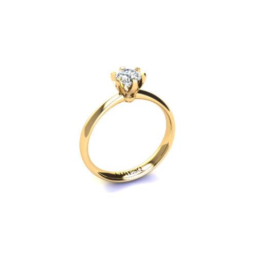 Anel de Noivado Solitario Diamantes Brilhante Ouro Amarelo 18k Sophya