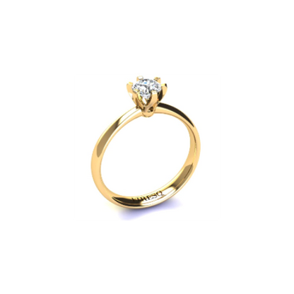 Anel de Noivado Solitario Diamantes Brilhante Ouro Amarelo 18k Sophya