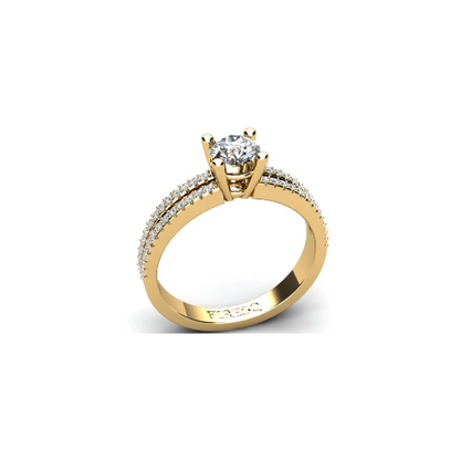 Anel de Noivado Solitario Diamantes Brilhante Ouro Amarelo Summers