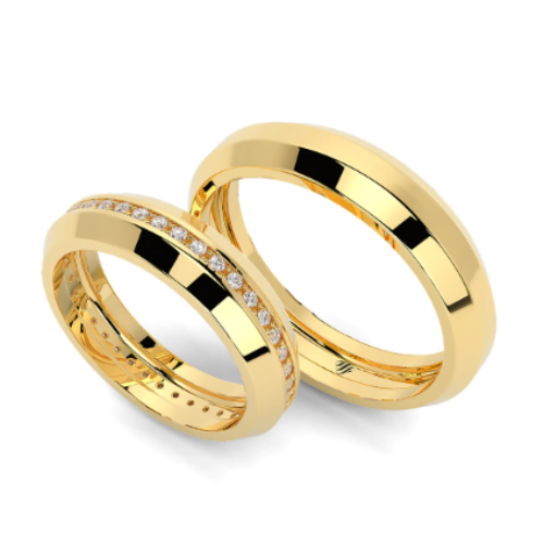 Par de Alianças de Casamento Noivado em Ouro 18k 4,5mm Luxo