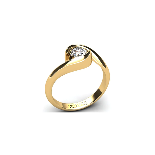 Anel de Noivado Solitario Diamantes Brilhante Ouro Amarelo Jaden