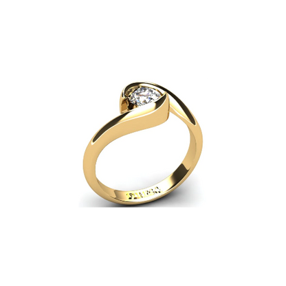 Anel de Noivado Solitario Diamantes Brilhante Ouro Amarelo Jaden