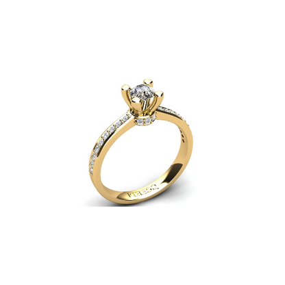 Anel de Noivado Solitario Diamantes Brilhante Ouro Amarelo Hella