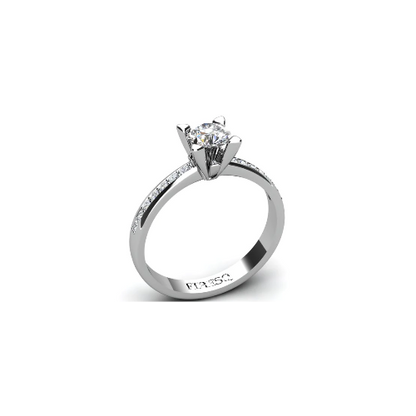 Anel de Noivado Solitario Diamantes Brilhante Ouro Branco Rumer
