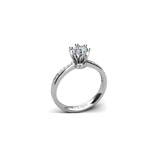 Anel de Noivado Solitario Diamantes Brilhante Ouro Branco 18k Spyke