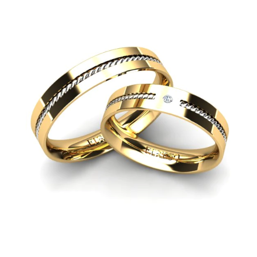 Par de Alianças de Casamento Noivado em Ouro 18k 4,5mm Sky