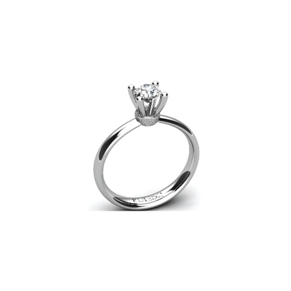 Anel de Noivado Solitario Diamantes Brilhante Ouro Branco Libby
