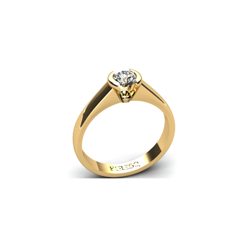 Anel de Noivado Solitario Diamantes Brilhante Ouro Amarelo Faith