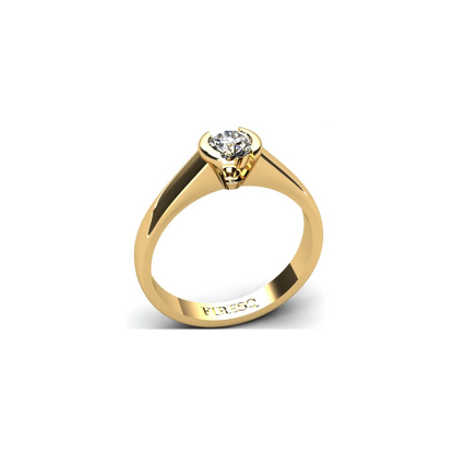 Anel de Noivado Solitario Diamantes Brilhante Ouro Amarelo Faith