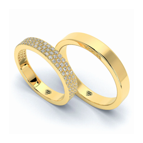 Par de Alianças de Casamento Noivado em Ouro 18k 3mm Nolws