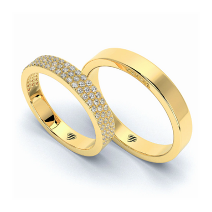 Par de Alianças de Casamento Noivado em Ouro 18k 3mm Nolws