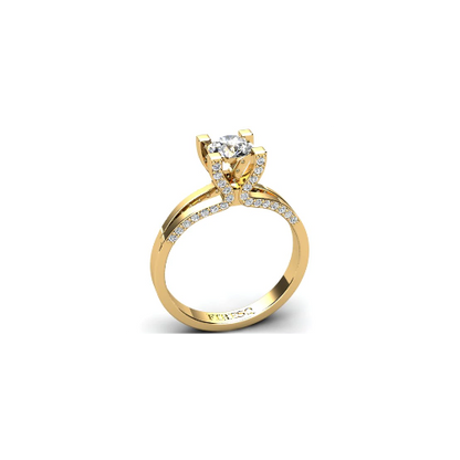 Anel de Noivado Solitario Diamantes Brilhante Ouro Amarelo 18k Miriam