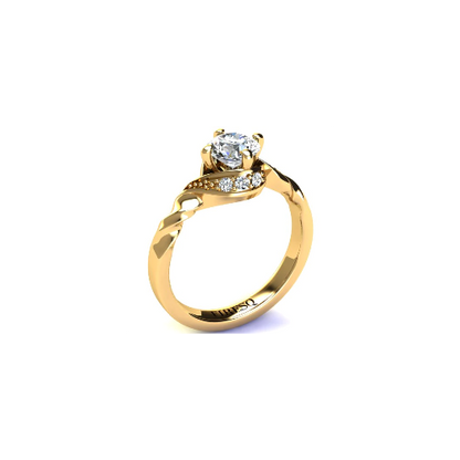 Anel de Noivado Solitario Diamantes Brilhante Ouro Amarelo Kalla