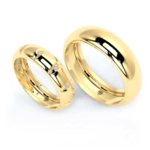 Par de Alianças de Casamento Noivado em Ouro 18k 6,5mm e 5mm Opra