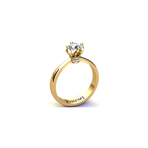 Anel de Noivado Solitario Diamantes Brilhante Ouro Amarelo Cindy