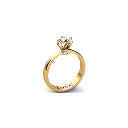 Anel de Noivado Solitario Diamantes Brilhante Ouro Amarelo Cindy