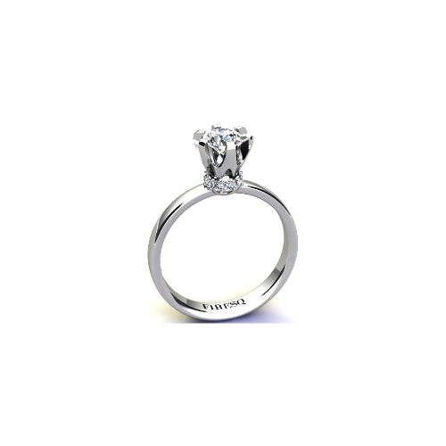 Anel de Noivado Solitario Diamantes Brilhante Ouro Branco 18k Street
