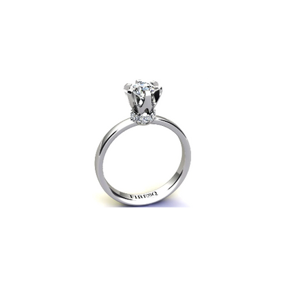 Anel de Noivado Solitario Diamantes Brilhante Ouro Branco 18k Street