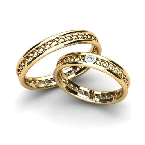 Par de Alianças de Casamento Noivado em Ouro 18k 4mm Slou