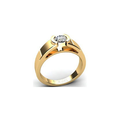 Anel de Noivado Solitario Diamantes Brilhante Ouro Amarelo Cliff