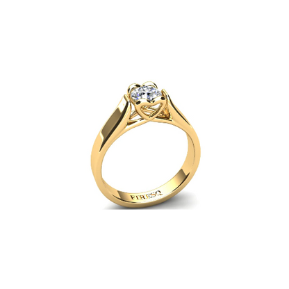 Anel de Noivado Solitario Diamantes Brilhante Ouro Amarelo Hearth