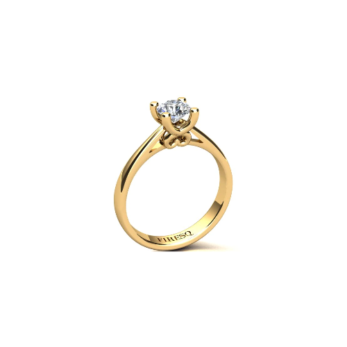 Anel de Noivado Solitario Diamantes Brilhante Ouro Amarelo Princess