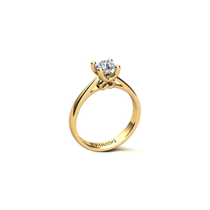 Anel de Noivado Solitario Diamantes Brilhante Ouro Amarelo Princess