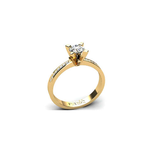 Anel de Noivado Solitario Diamantes Brilhante Ouro Amarelo Gipsy