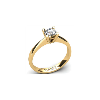 Anel de Noivado Solitario Diamantes Brilhante Ouro Amarelo Jaden